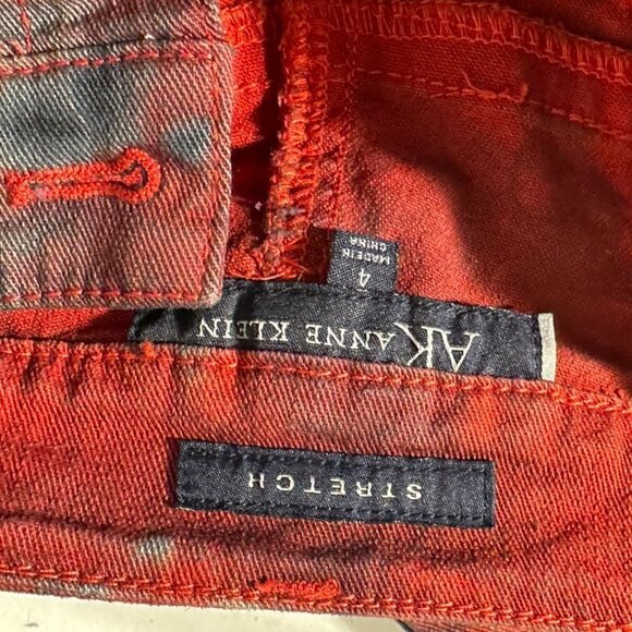 Anne Klein Red Black Denim Size 4 Tie Dye  Tied Dye Stretch Jegging Pants Jeans - Picture 6 of 6